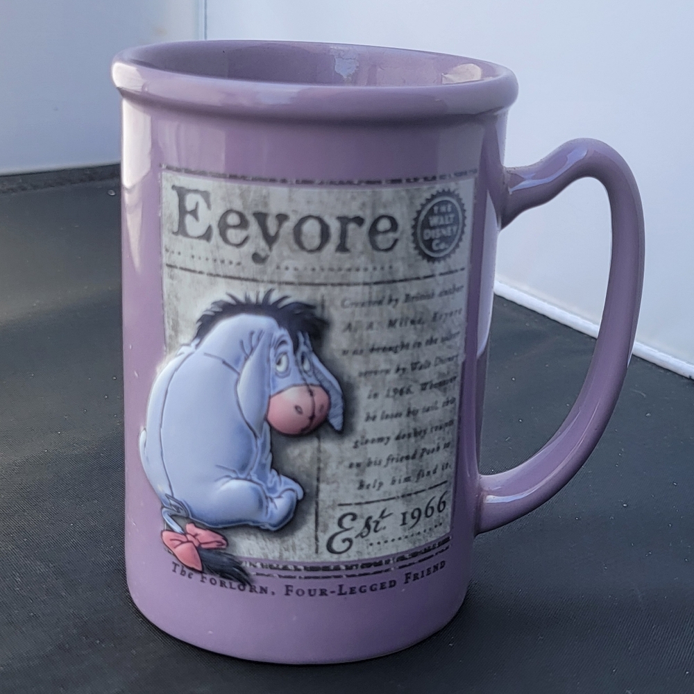 Walt Disney World Purple Eeyore 3D Embossed Mug Forlorn Four Legged Friend 16 OZ